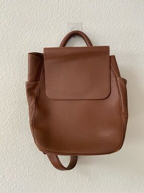 Perrin Paris Brown Leather Medium Commuter Backpack